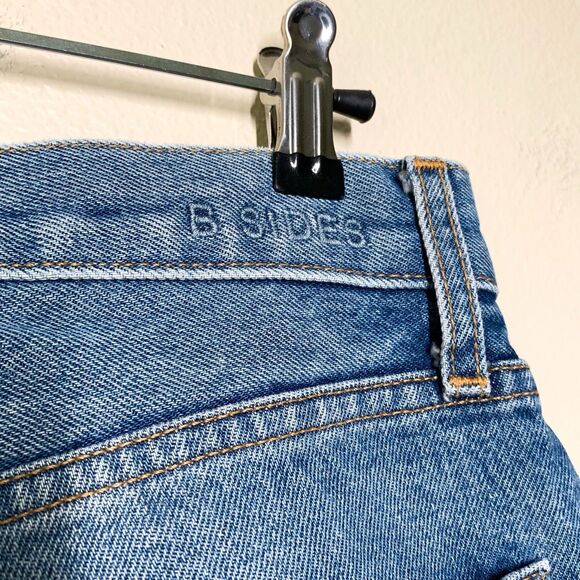 B Sides Arts Mid High Straight Jeans 26 Medium Blue 100% Cotton Whiskering Fade - Picture 5 of 7